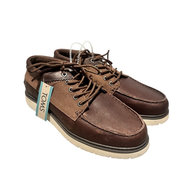 TOMS Men\'s Travel Lite Forrest Chukka Boot Brown Leather Waxed Lace Up Size 10.5 main image 4